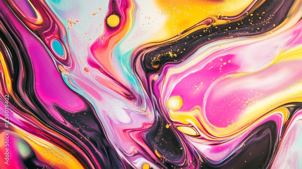 Aufkleber abstract swirl of vibrant colors with gold accents creating a fluid and dynamic pattern