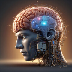 Obraz premium Digital brain with circuit and AI cocept.
