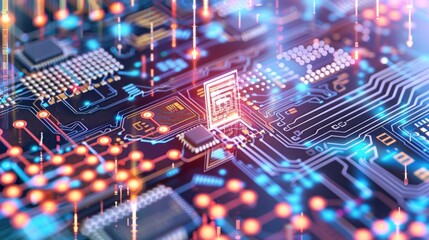 Fototapeta premium Abstract Circuit Board Technology Data Flow
