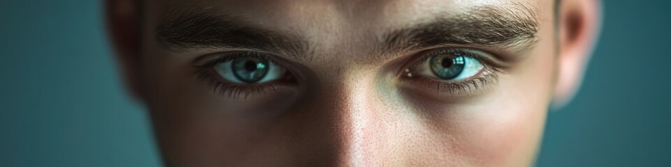 Fototapeta premium Portrait of a person with striking green eyes