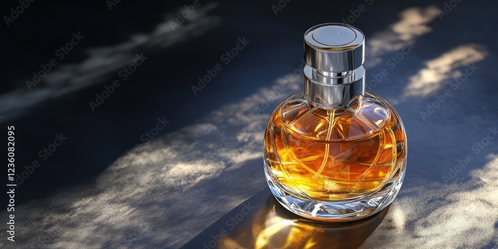 Poster a bottle of perfume placed on a table