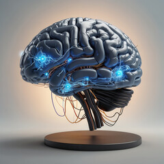 Digital brain with circuit and AI cocept.