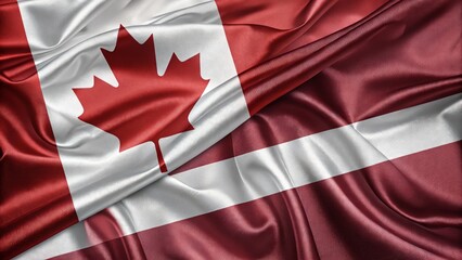 Flags Of Canada And Latvia Merged In Symbolic Unity And Representation