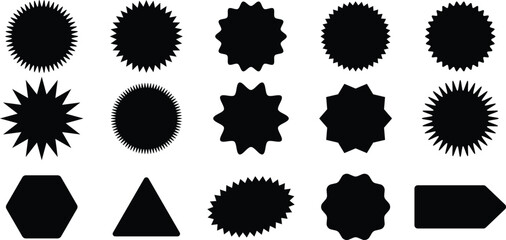 Zig-zag circle collection in black and red color. Wave zigzag dividers. Undulating zig zag round frame. Circle with sharp and rounded waves edge. Sale and big set of red zig-zag circle sticker
