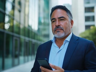 Fototapeta premium Businessman Using Cell Phone in Modern Office