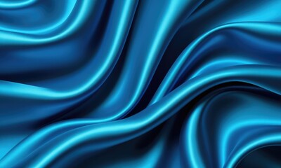 Obraz premium Luxurious blue satin fabric with elegant waves and lustrous texture