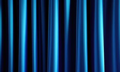 Vibrant blue curtain drapes in dramatic stage lighting
