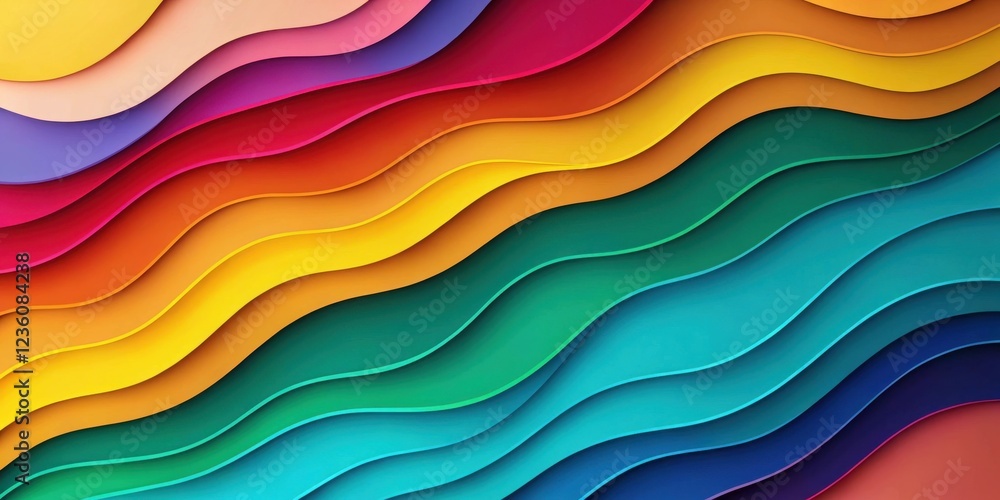 Poster abstract colorful wavy layers of paper in vibrant hues