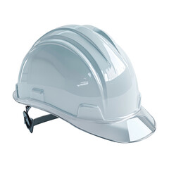 Fototapeta premium A sleek white hard hat, safety equipment for construction or industrial work, is shown in a 3D render.
