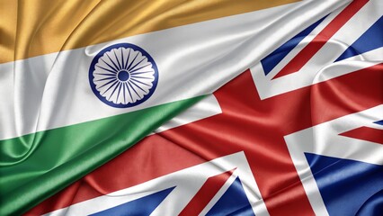 Flags of India and United Kingdom Depicted in a United and Symbolic Design
