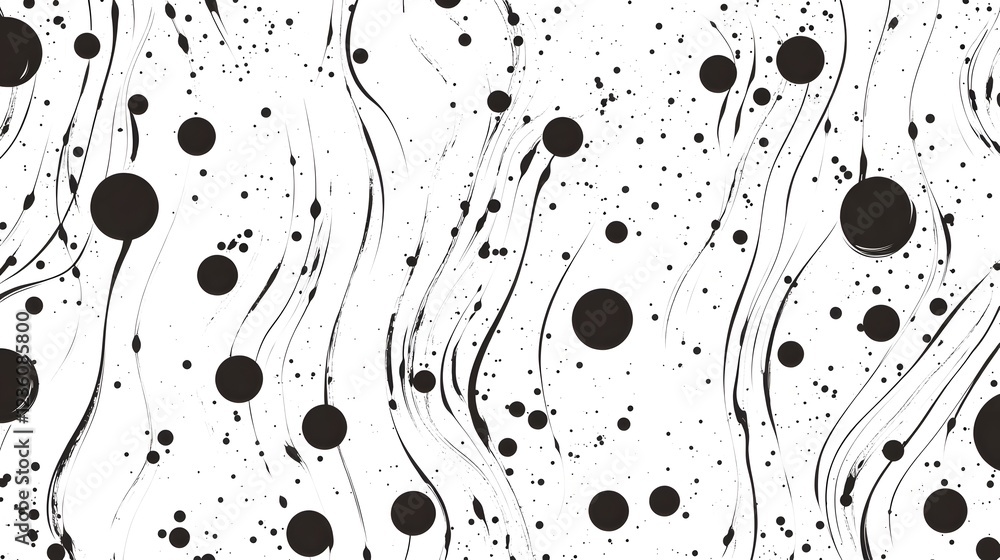 Aufkleber A captivating abstract design featuring a dynamic flowing composition of organic shapes patterns and minimalist elements in a monochrome black and white color scheme