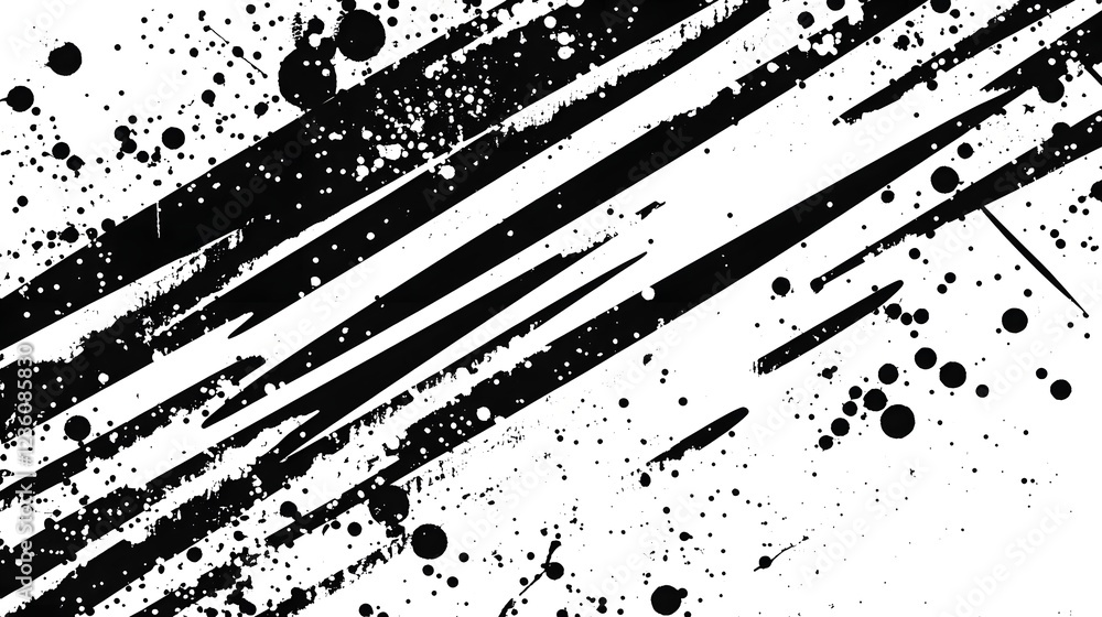 Fototapete A captivating abstract image featuring a bold and dynamic interplay of dark and light elements  Fluid overlapping strokes and geometric patterns create a visually striking and immersive composition