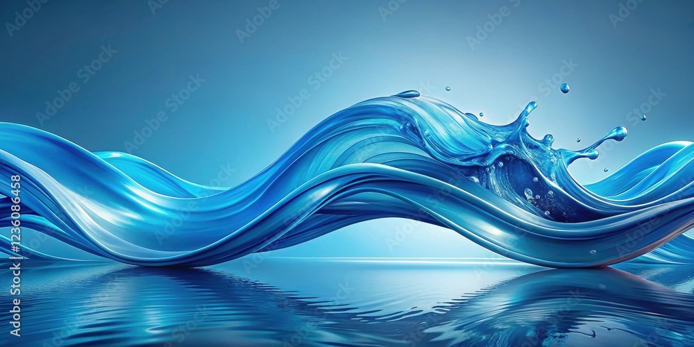 Poster a vibrant blue wave crashes against a tranquil blue surface, creating a captivating display of movem