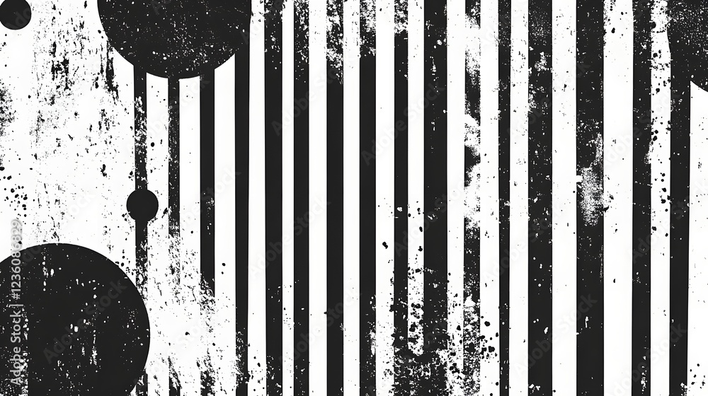 Poster a collection of abstract black and white patterns and textures featuring grunge style stripes distre