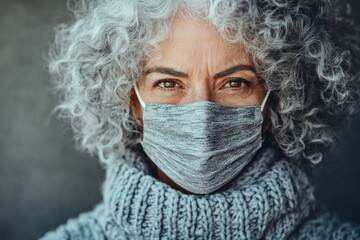 A senior citizen wears a face mask outdoors, possibly due to health concerns or following safety guidelines