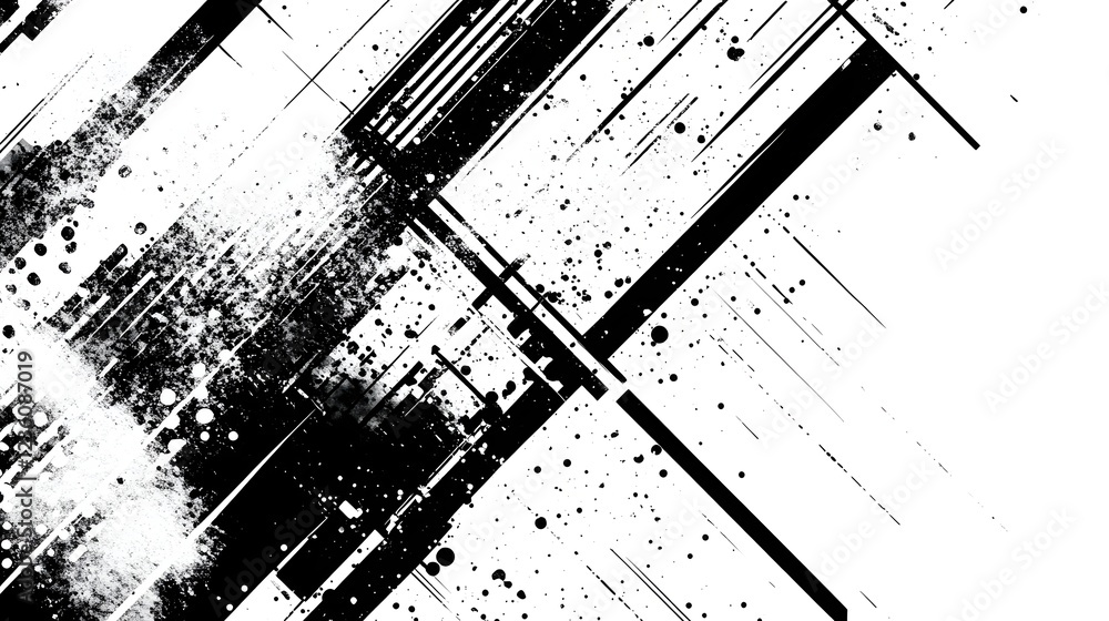 Aufkleber a dramatic and bold monochrome abstract graphic design with splattered paint effects dynamic striped