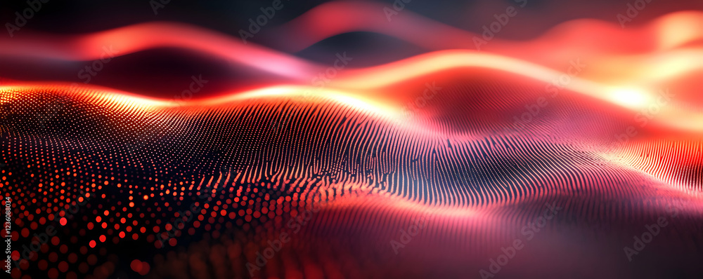 Poster abstract waves of vibrant colors creating a dynamic visual flow in a digital landscape
