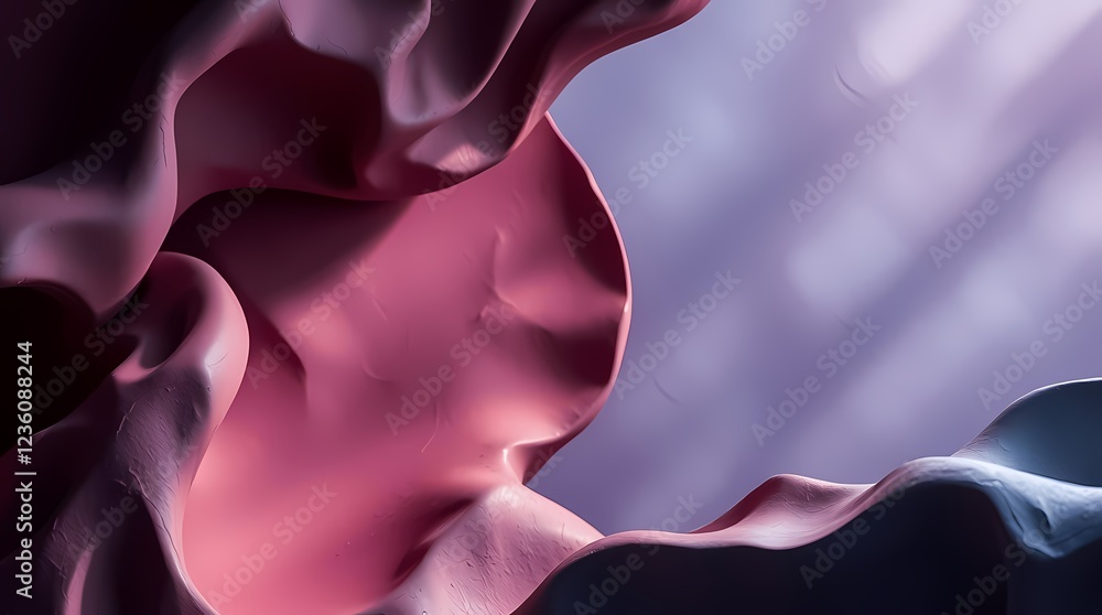 Poster abstract close-up of colorful textured shapes with soft lighting and smooth surfaces. generative ai