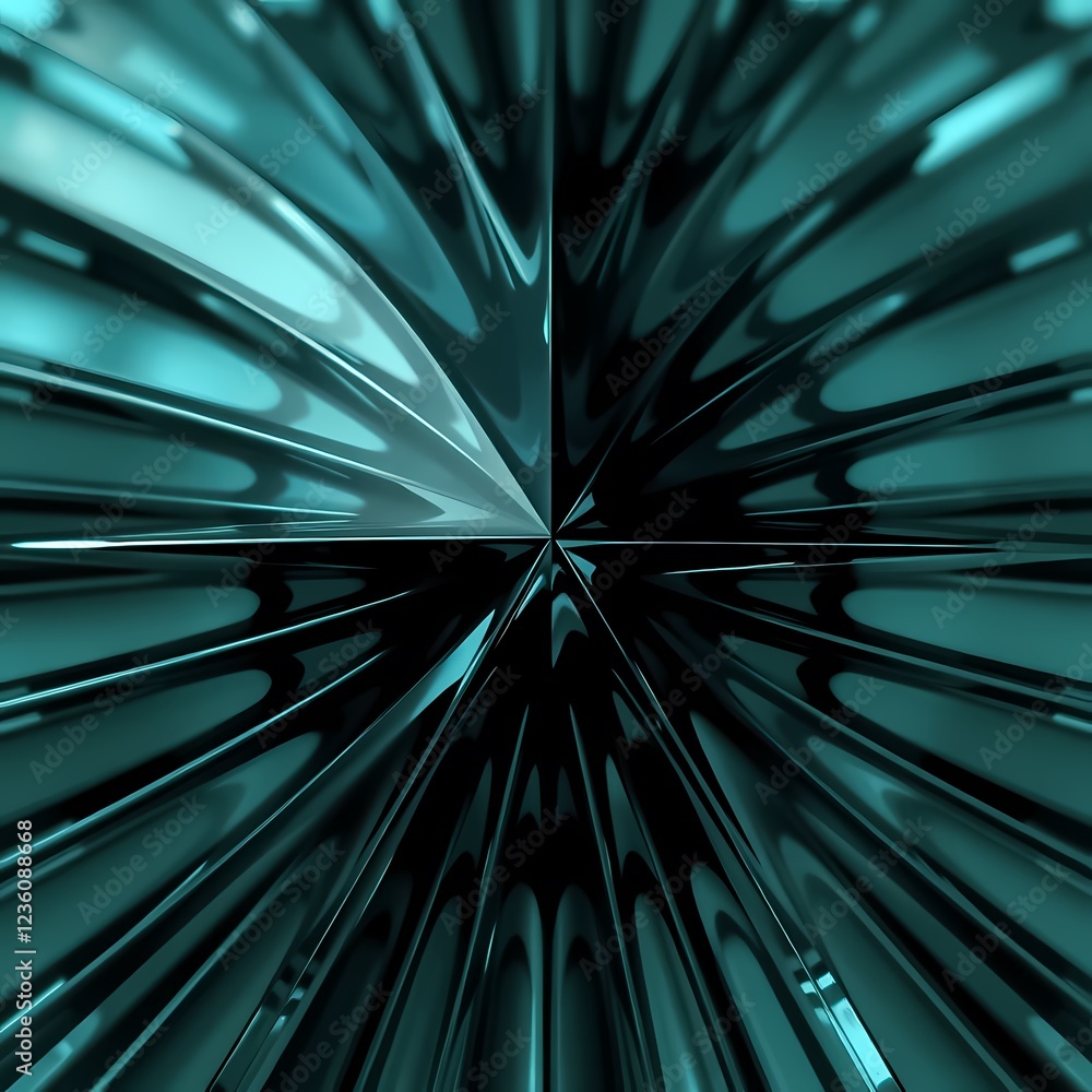 Poster Dynamic metallic patterns create an alluring visual effect from a central point. Generative AI
