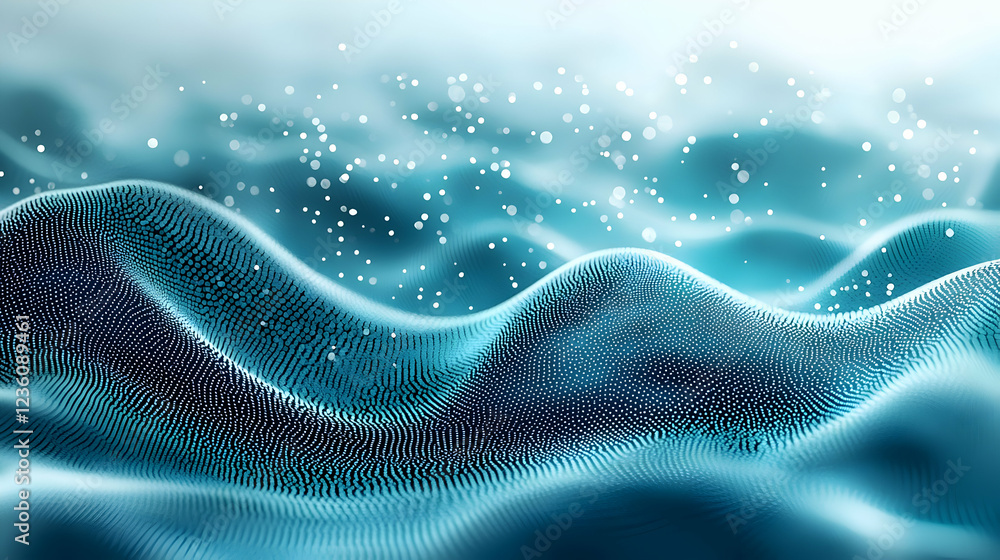 Poster Abstract representation of flowing water waves with bubbles in a serene environment