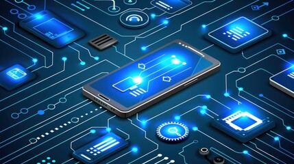 Smartphone and Circuit Board: A Futuristic Digital Network