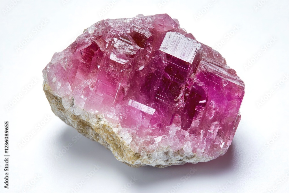 Poster a single pink rock sits atop a white surface, with no additional elements in view