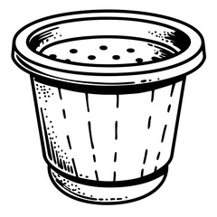 hand drawn illustration of a bin