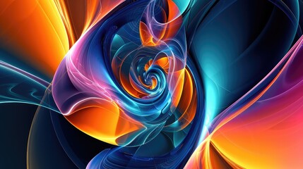 Abstract Colorful Spiral Light Fractal Art