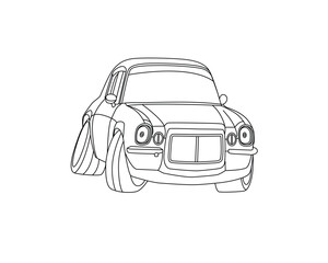 Illustration Vector Graphic Of Charicature of Car Coloring Book For Kids Perfect For Coloring Book
