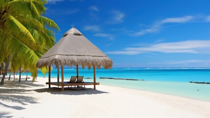 Fototapeta premium Tropical beach with few palm trees