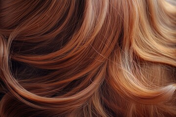 Naklejka premium A close-up view of a woman's long, flowing red hair