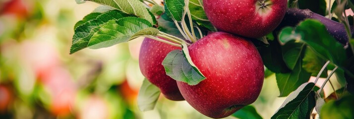 Ripe Red Apples on a Tree in Orchard