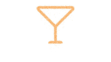 Icon glass martini is made of yellow grains of sand. Some grains of sand fall down. Transparent...