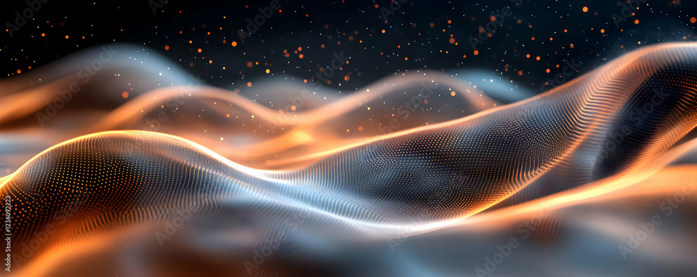Poster abstract waves of light and shadow creating a dynamic digital landscape