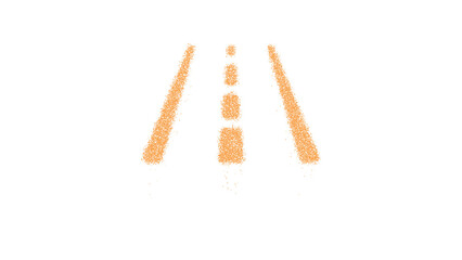Icon road is made of yellow grains of sand. Some grains of sand fall down. Transparent background. Black