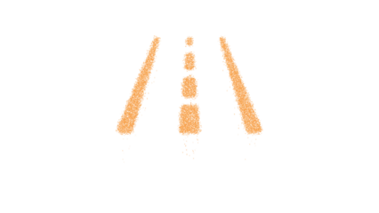 Icon road is made of yellow grains of sand. Some grains of sand fall down. Transparent background. Black