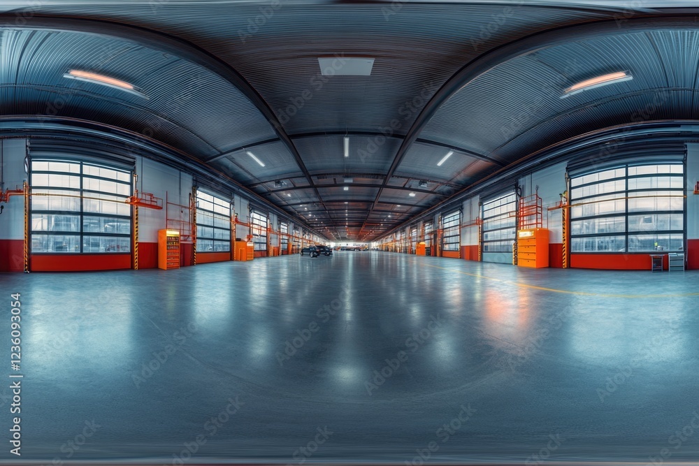 Poster A large empty building complex with many windows