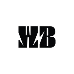 Obraz premium WB monogram logo design letter text name symbol monochrome logotype alphabet character simple logo