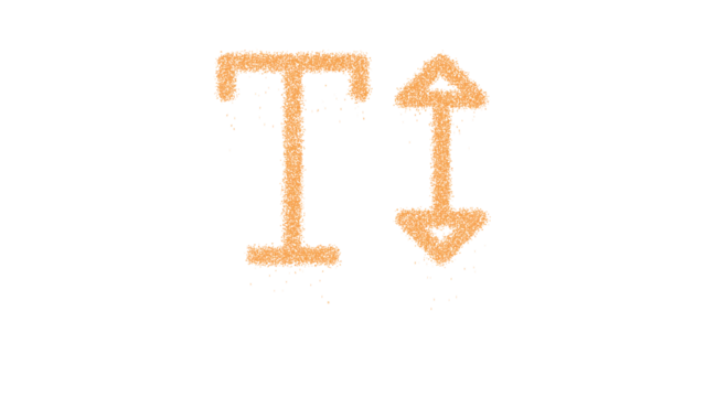 Icon text height is made of yellow grains of sand. Some grains of sand fall down. Transparent background. Black