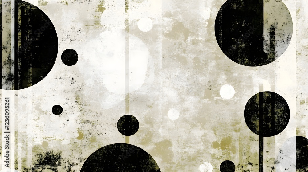 Fototapete A striking black and white abstract background featuring a minimalist composition of intersecting circles spheres and geometric patterns  The clean monochrome design creates a simple