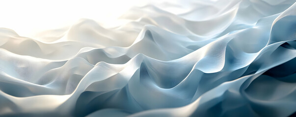 Obraz premium Abstract flowing fabric in soft blue and white tones with gentle waves