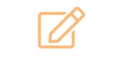 Icon edit is made of yellow grains of sand. Some grains of sand fall down. Transparent background. Black