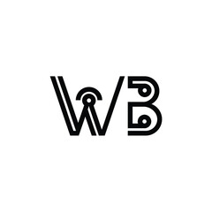 WB monogram logo design letter text name symbol monochrome logotype alphabet character simple logo