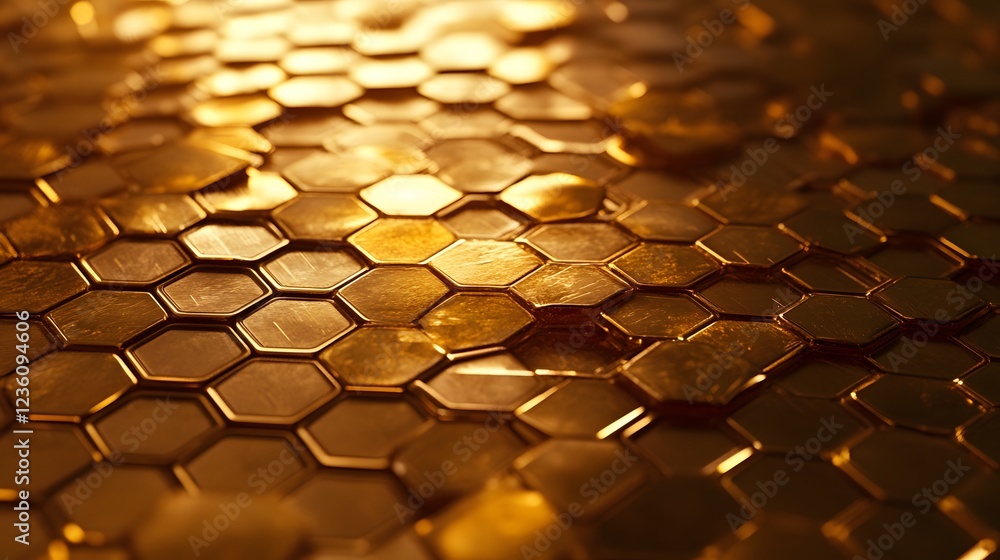 Poster Golden Hexagonal Pattern Abstract Background
