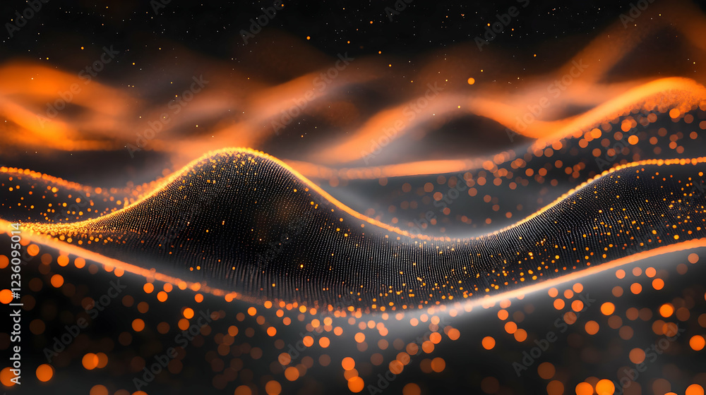 Poster abstract waves of orange light create a mesmerizing visual effect in darkness