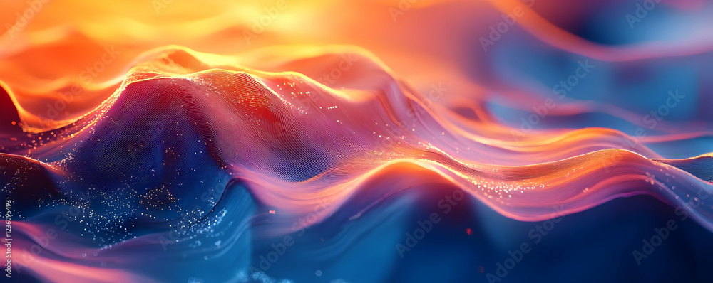 Poster abstract waves of vibrant colors creating a dynamic visual effect