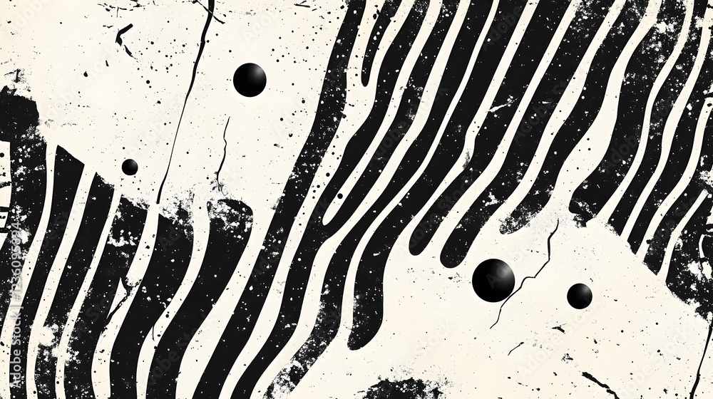 Poster A striking monochrome abstract texture featuring intricate geometric patterns dynamic brush strokes and a visually captivating contrast between black and white elements