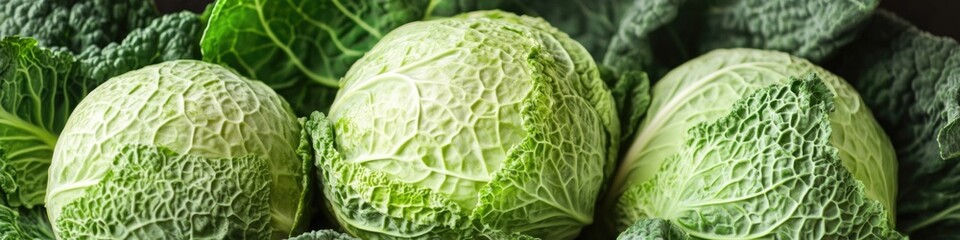 Fototapeta premium A close-up image of a bunch of fresh green cabbage