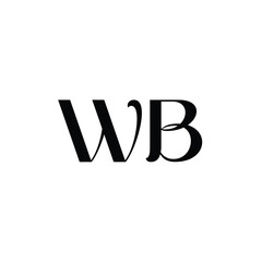 WB monogram logo design letter text name symbol monochrome logotype alphabet character simple logo