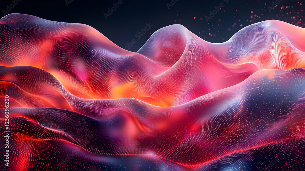 Poster abstract colorful wave patterns with glowing effects and soft gradients